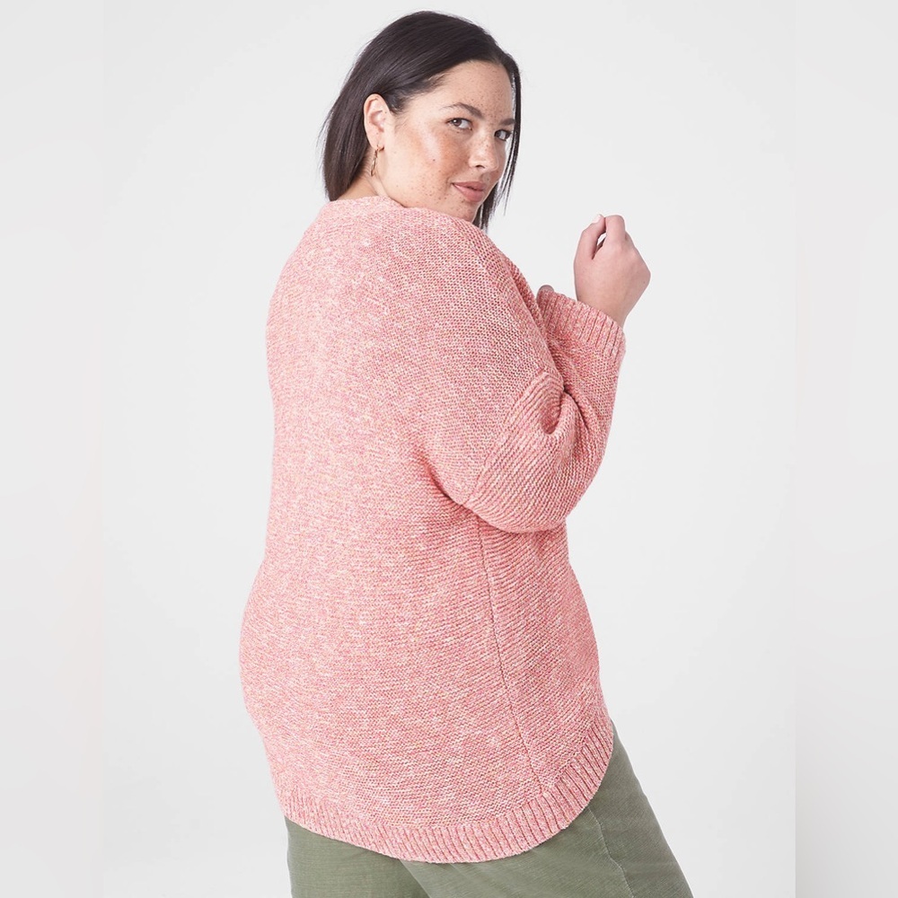 Lane Bryant Yellow Coral Open Front Marl Cardigan Knit Sweater Plus Size 26 28